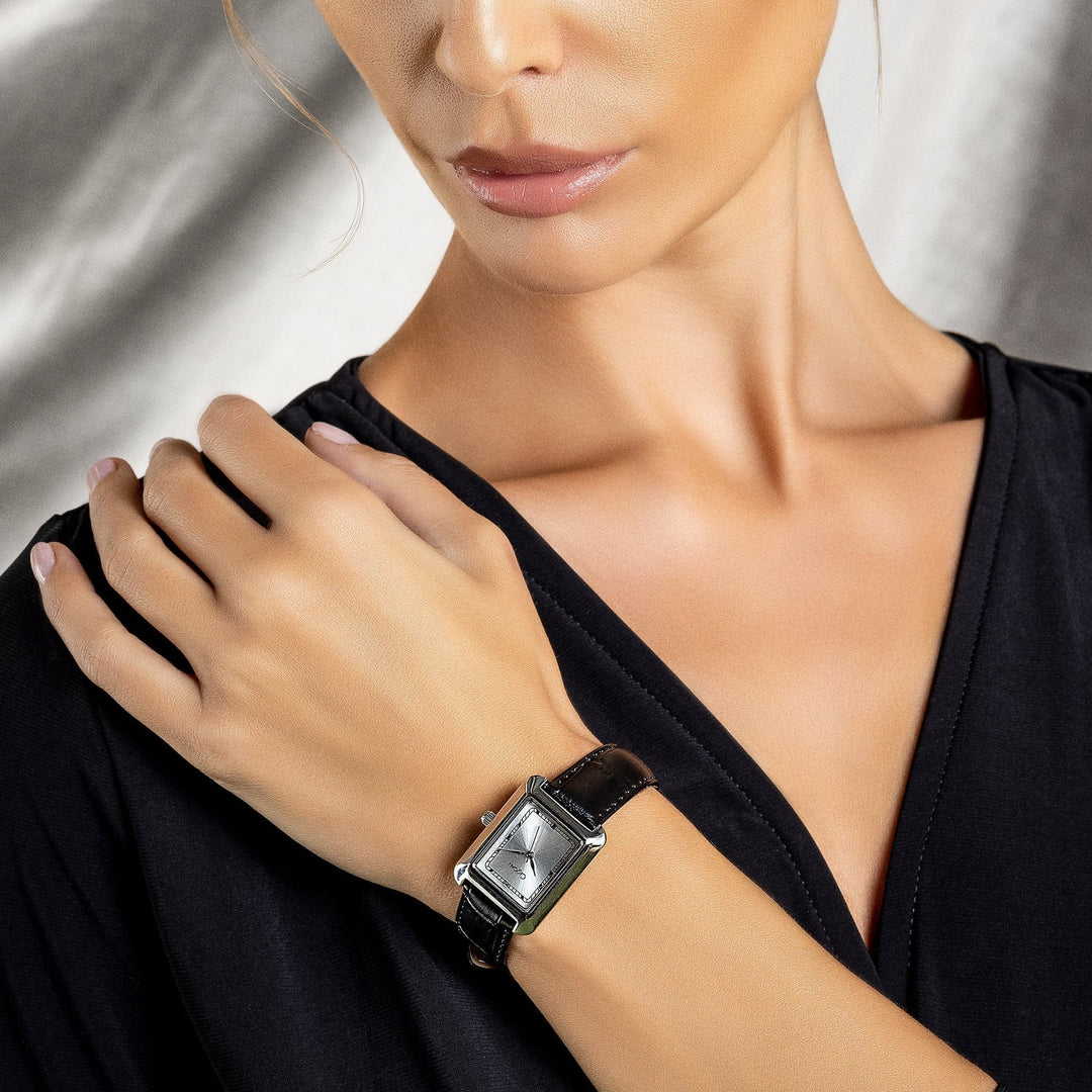 Clogau Ladies Timeless Crafnant Silver Black Leather Watch - MococoClogau4S000105051537349129Watches and Accessories