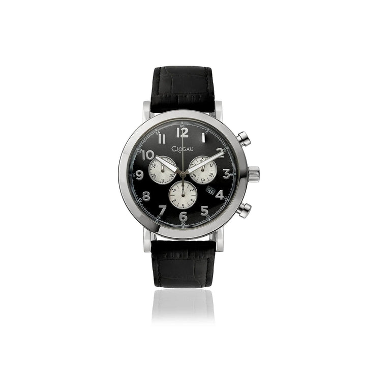 Clogau Mens Gwynant Silver and Black Leather Strap Watch - MococoClogau4S000415051537381617Watches and Accessories