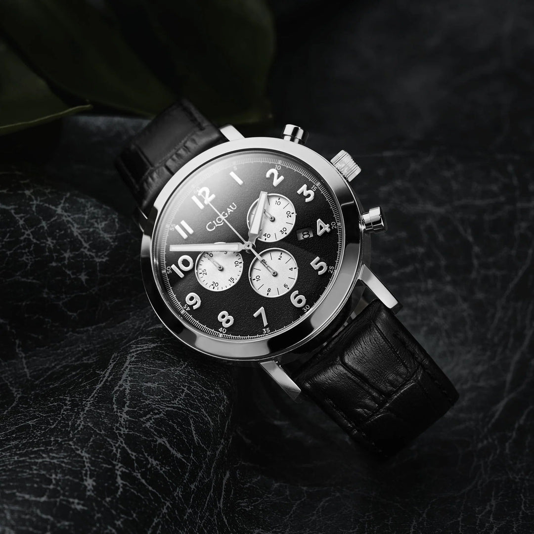 Clogau Mens Gwynant Silver and Black Leather Strap Watch - MococoClogau4S000415051537381617Watches and Accessories