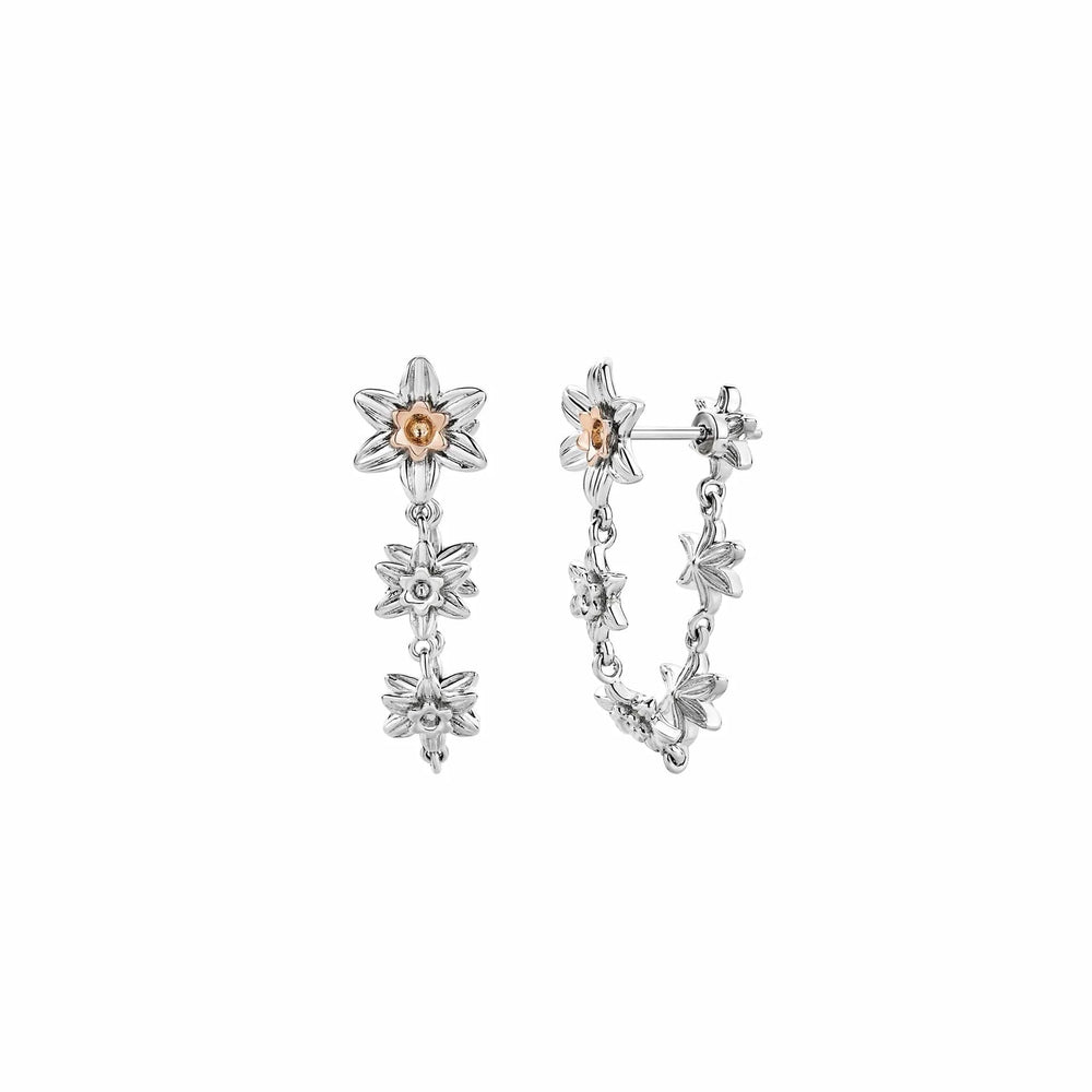 Clogau Nature's Wonder Silver Daffodil Drop Hoop Earrings - MococoClogau3SDAF8305051537388609Earrings