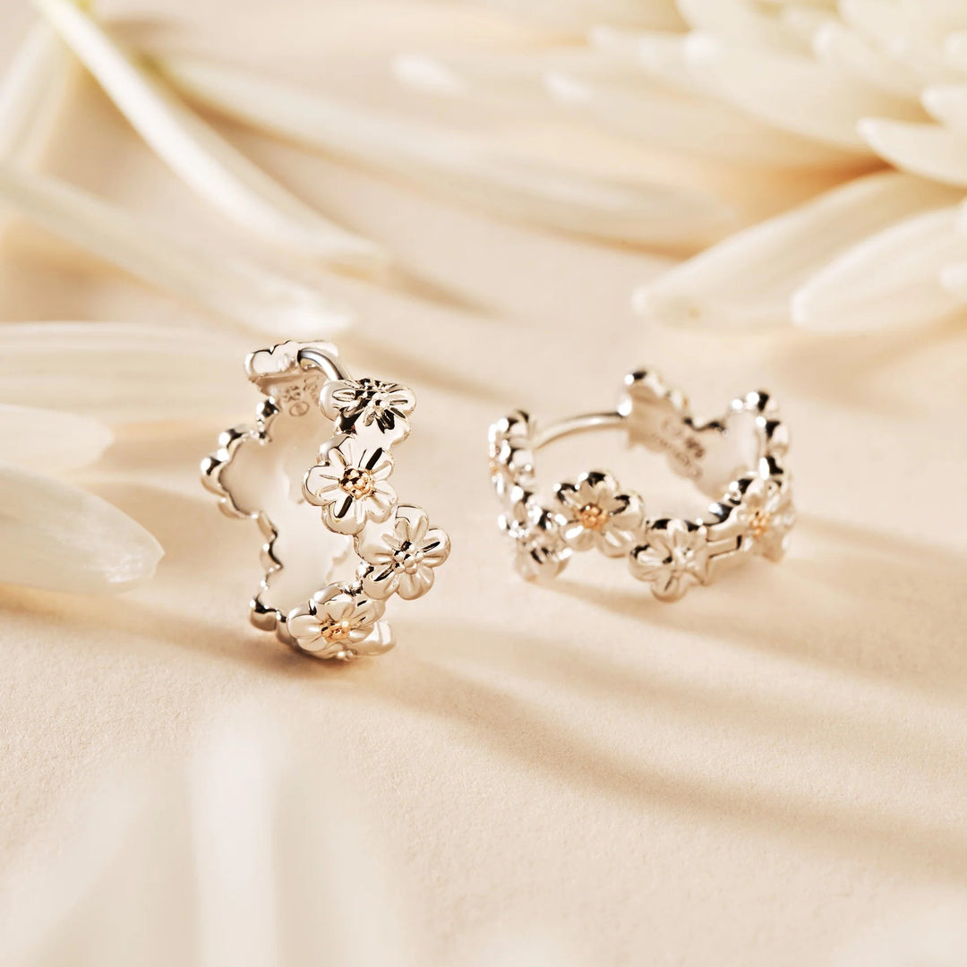 Clogau Nature's Wonder Silver Forget Me Not Huggie Hoop Earrings - MococoClogau3SFMN8345051537387923Earrings