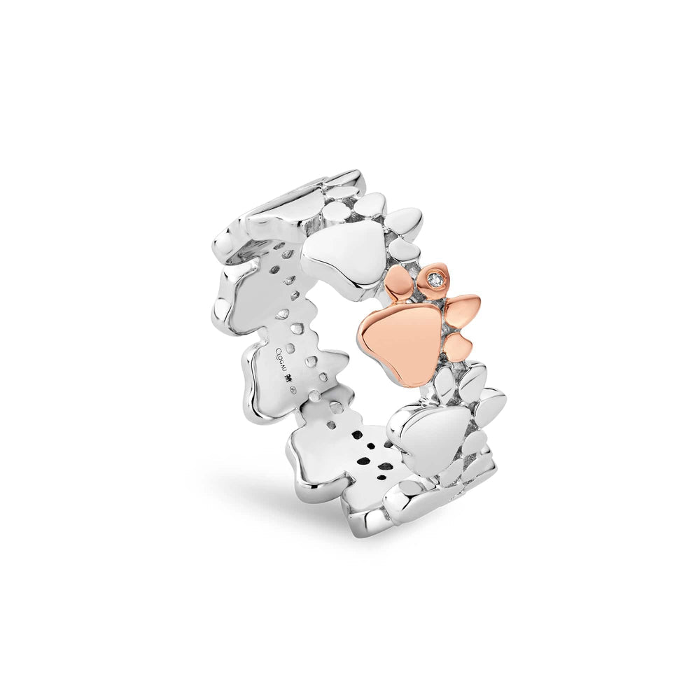 Clogau Paw Prints on My Heart Silver Multi - Paw Ring - MococoClogau3SPWP0648 - J5051537379744Ring