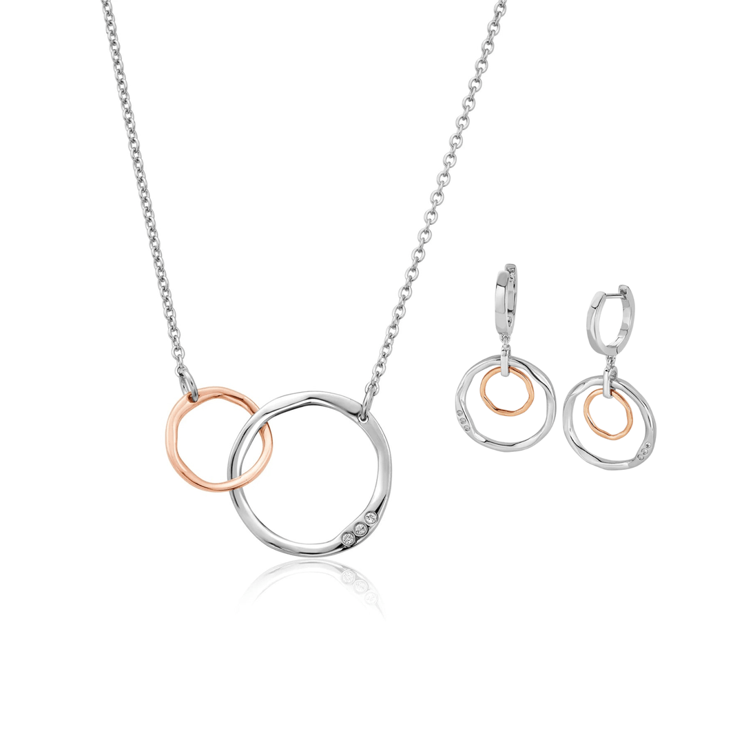 Clogau Ripples Double Hoop Necklace and Earrings Set - MococoClogauJewellery Sets