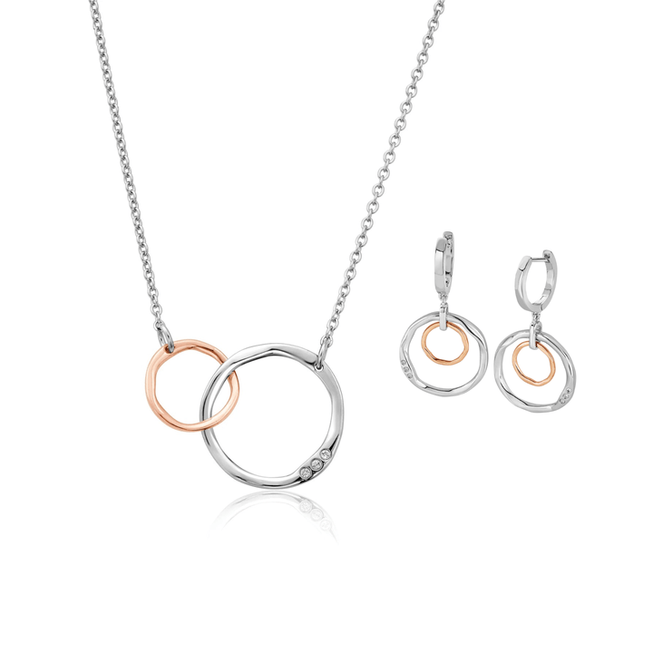 Clogau Ripples Double Hoop Necklace and Earrings Set - MococoClogauJewellery Sets
