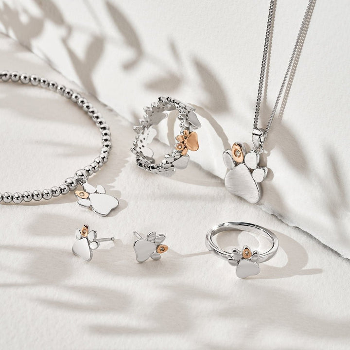 Clogau Silver Paw Prints on My Heart Stacking Ring - MococoClogau3SPWP0649 - JRing