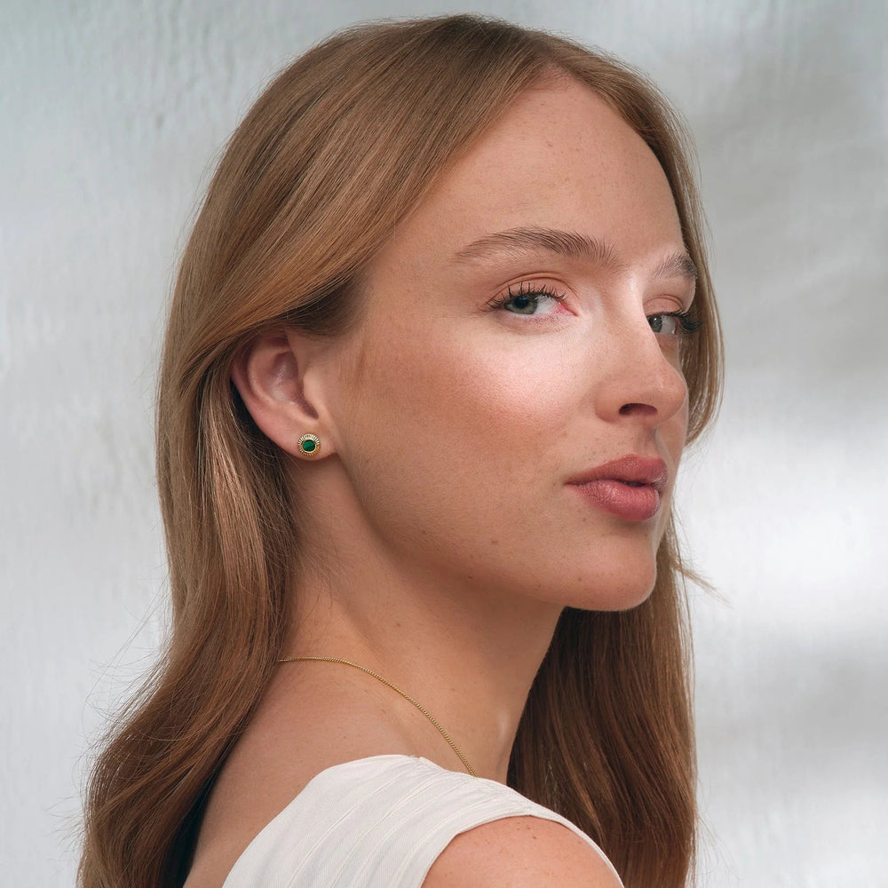 Clogau Solid Gold Reflections Of Padarn and Malachite Stud Earrings - MococoClogauGMCH03565051537380405Earrings