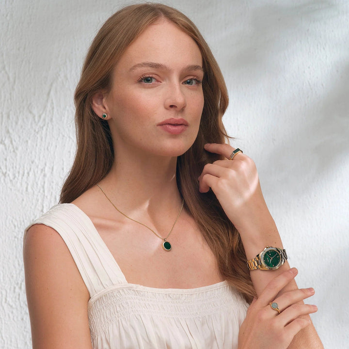 Clogau Solid Gold Reflections Of Padarn and Malachite Stud Earrings - MococoClogauGMCH03565051537380405Earrings