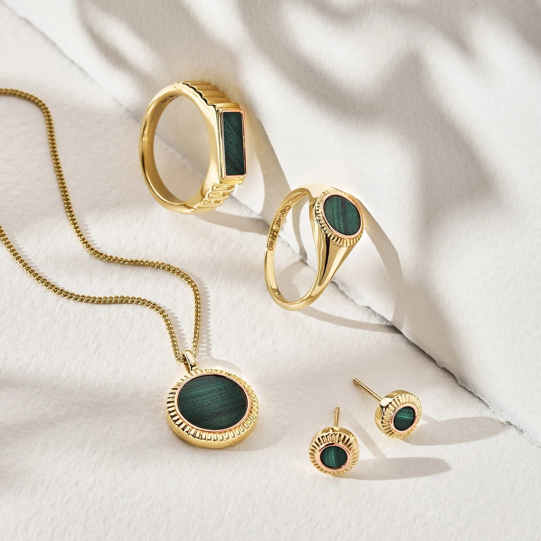 Clogau Solid Gold Reflections Of Padarn and Malachite Stud Earrings - MococoClogauGMCH03565051537380405Earrings