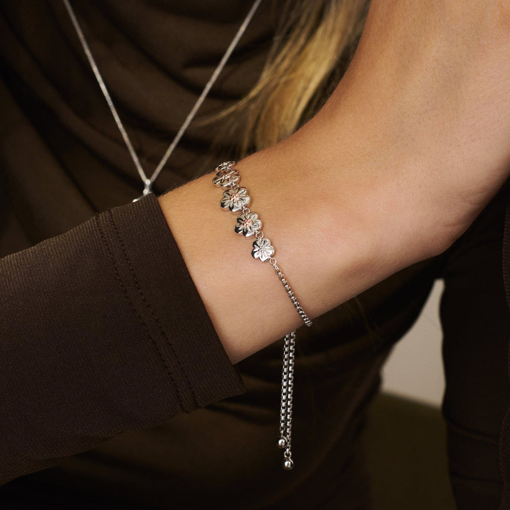 Clogau Sterling Silver Nature's Wonder Forget-Me-Not Adjustable Bracelet image 1