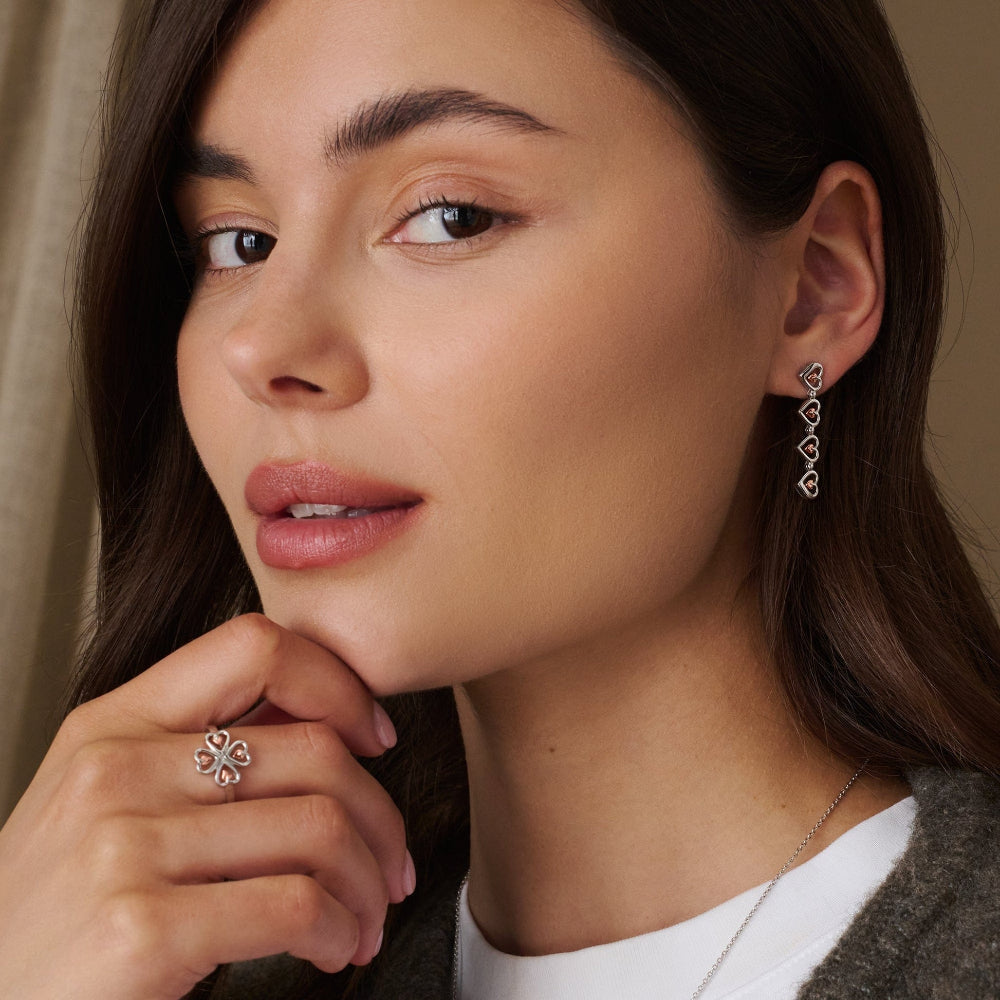 Clogau Sterling Silver Tree of Life Heart Drop-Stud Earrings image 1