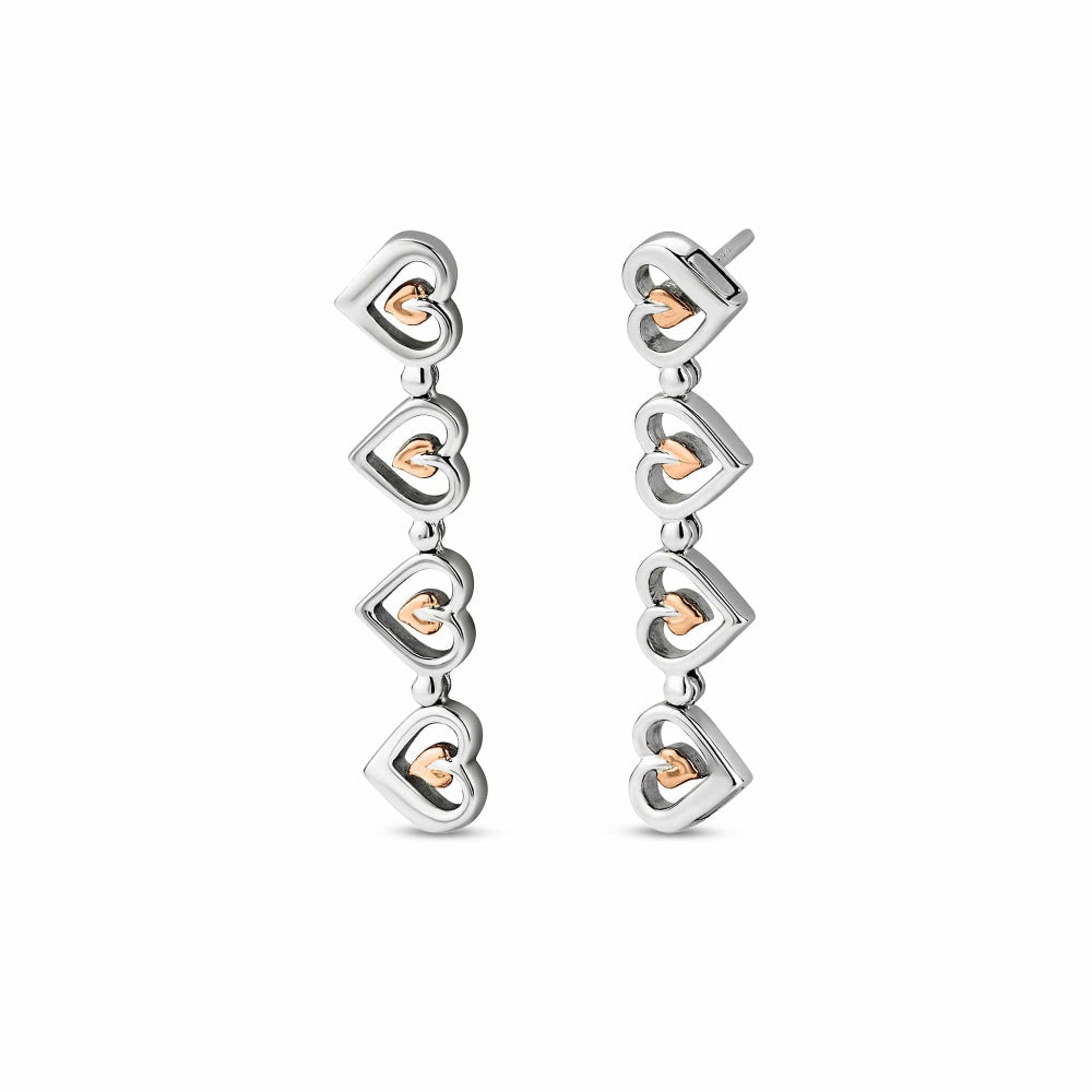 Clogau Sterling Silver Tree of Life Heart Drop-Stud Earrings image