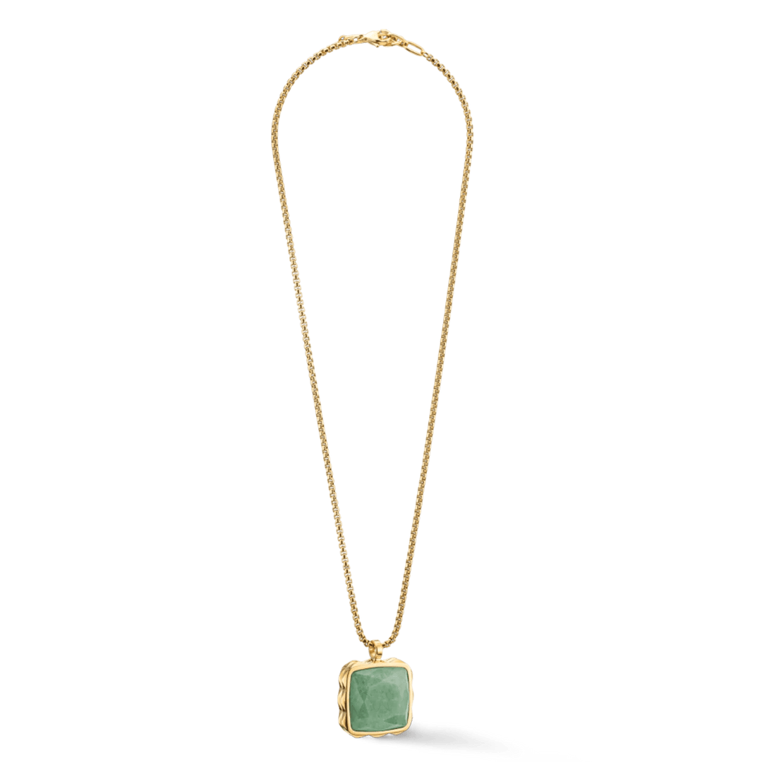 Coeur De Lion Gold Amulet Spikes Square Green Aventurine Necklace - MococoCoeur De Lion1200/10 - 05164251588335664Necklace