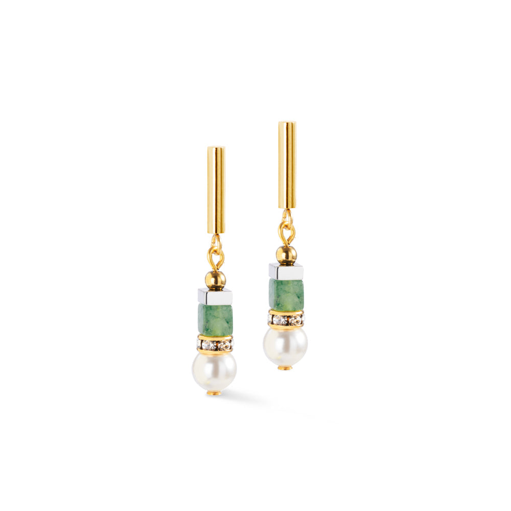 Coeur De Lion Gold and Green Precious Fusion Offset Earrings image
