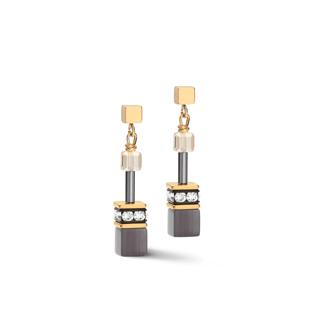 Coeur De Lion Gold GeoCube Grey Earrings - MococoCoeur De Lion2839/21 - 12164251588319893Earrings