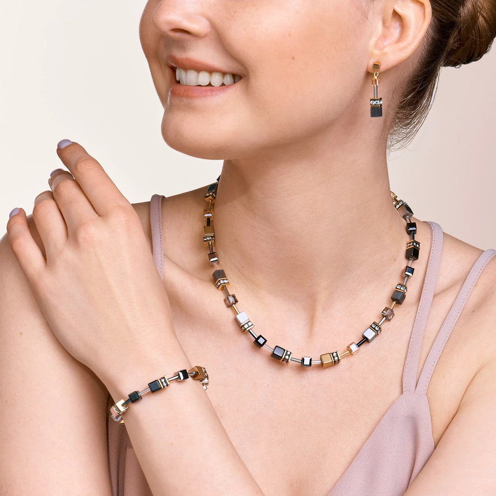 Coeur De Lion Gold GeoCube Grey Necklace - MococoCoeur De Lion2839/10 - 12164251588319886Necklace