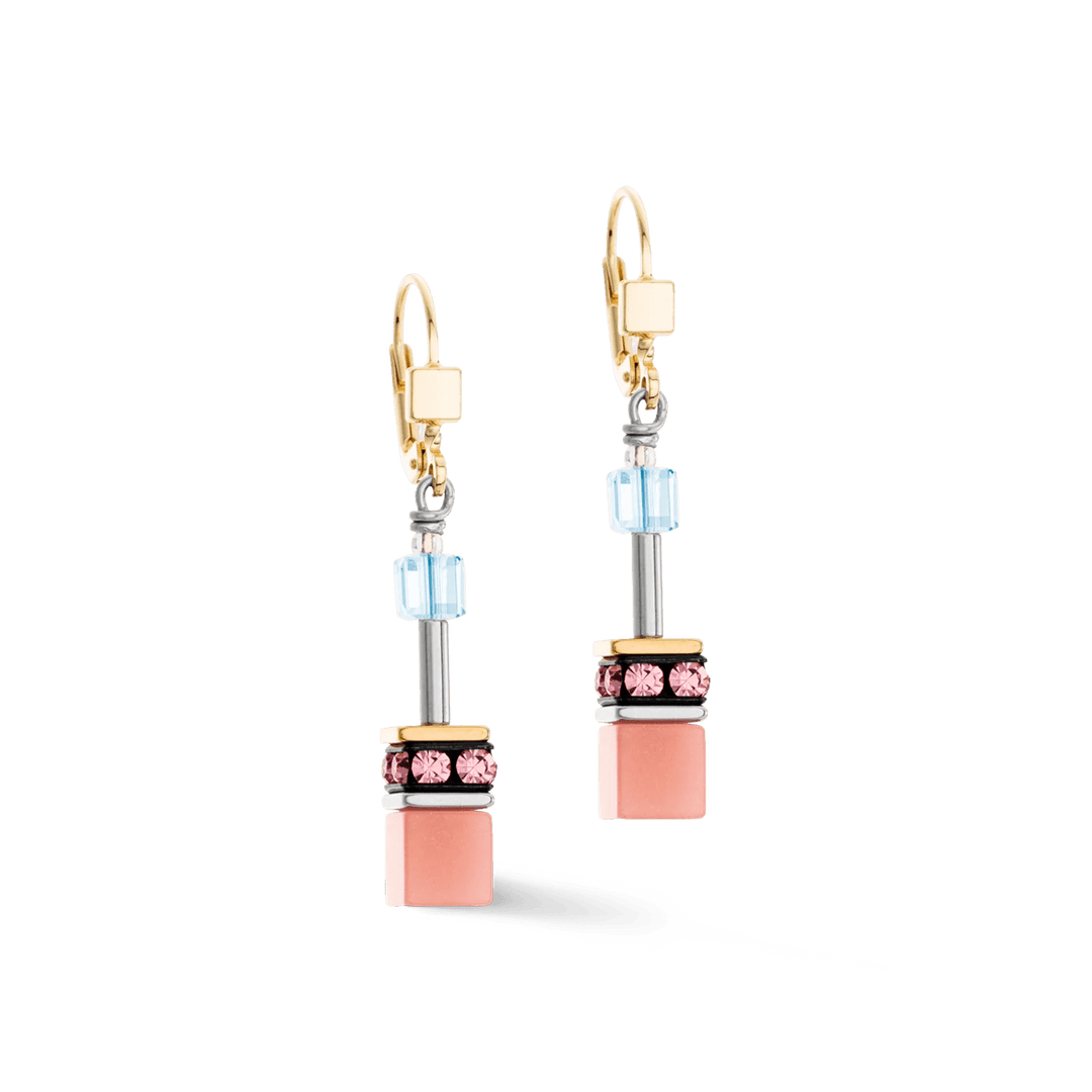 Coeur De Lion Gold GeoCube Iconic Aqua Apricot Earrings - MococoCoeur De Lion2838/20 - 20284251588333486Earrings