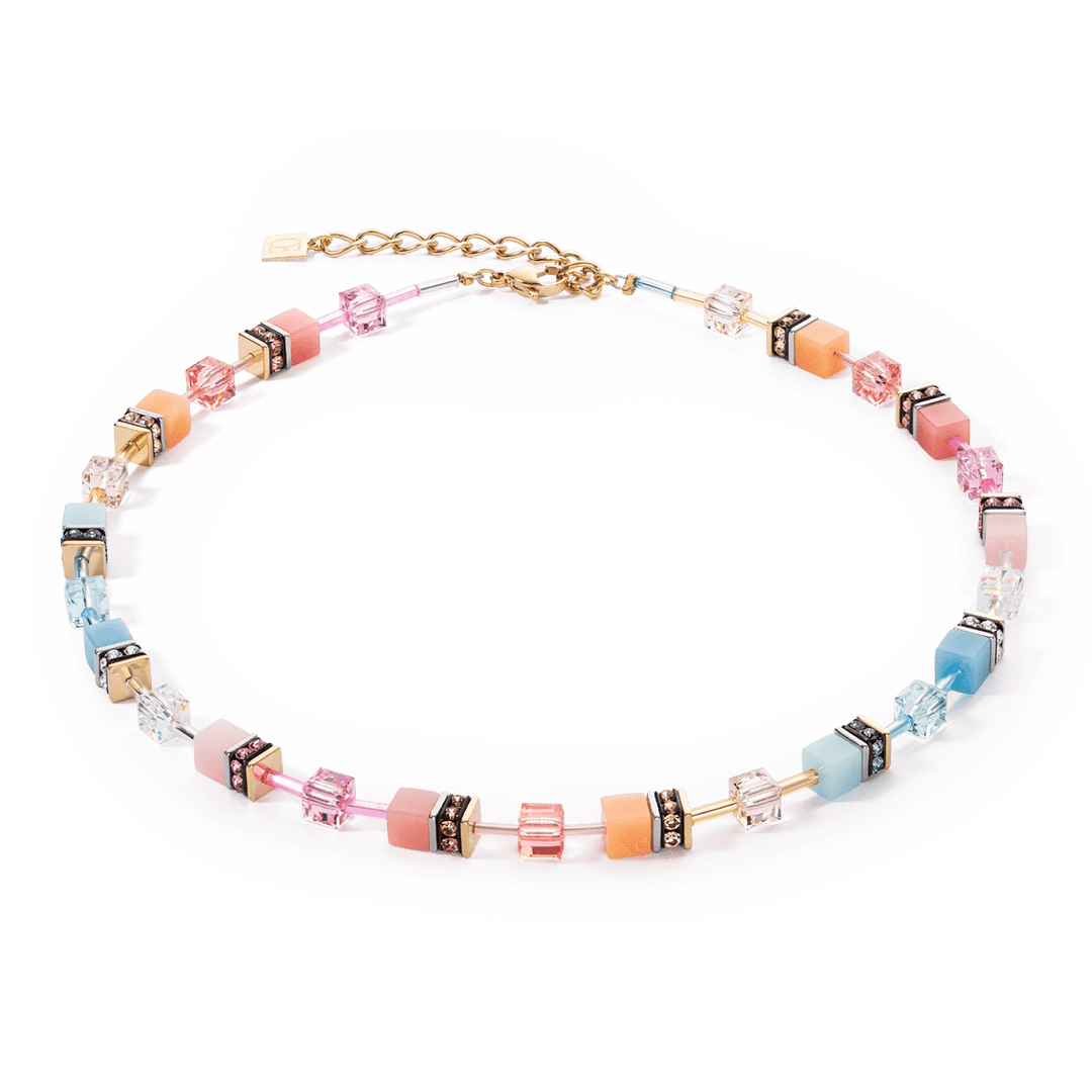 Coeur De Lion Gold GeoCube Iconic Aqua Apricot Necklace - MococoCoeur De Lion2838/10 - 20284251588333479Necklace