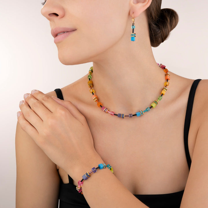 Coeur De Lion Gold GeoCUBE Multicolour Rainbow Leverback Earrings - MococoCoeur De Lion2838/20-1573Earrings