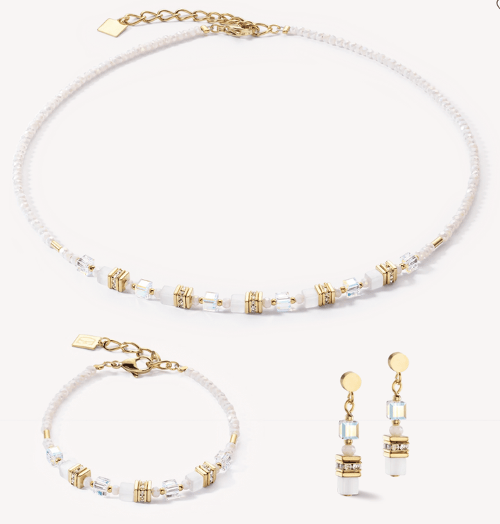 Coeur de Lion Gold Mini Cubes White Swarovski Necklace - MococoCoeur De Lion4565/10-1416425188328772Necklace