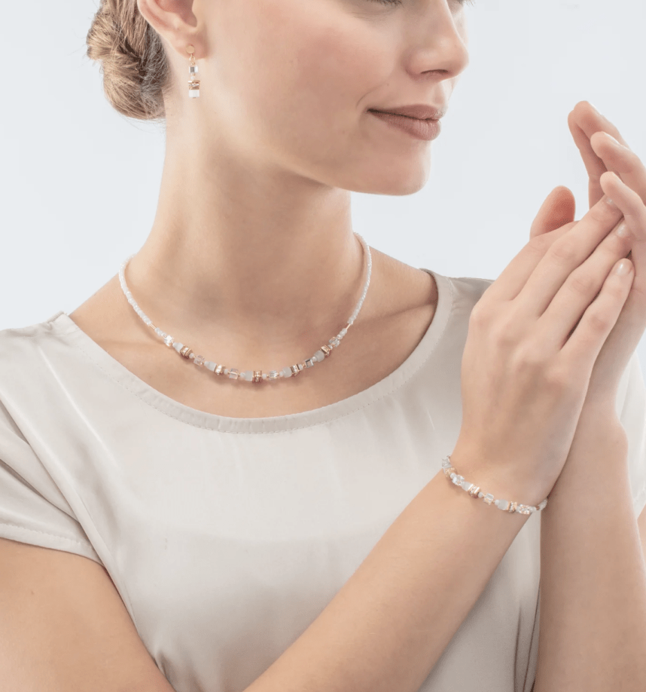 Coeur de Lion Gold Mini Cubes White Swarovski Necklace - MococoCoeur De Lion4565/10-1416425188328772Necklace