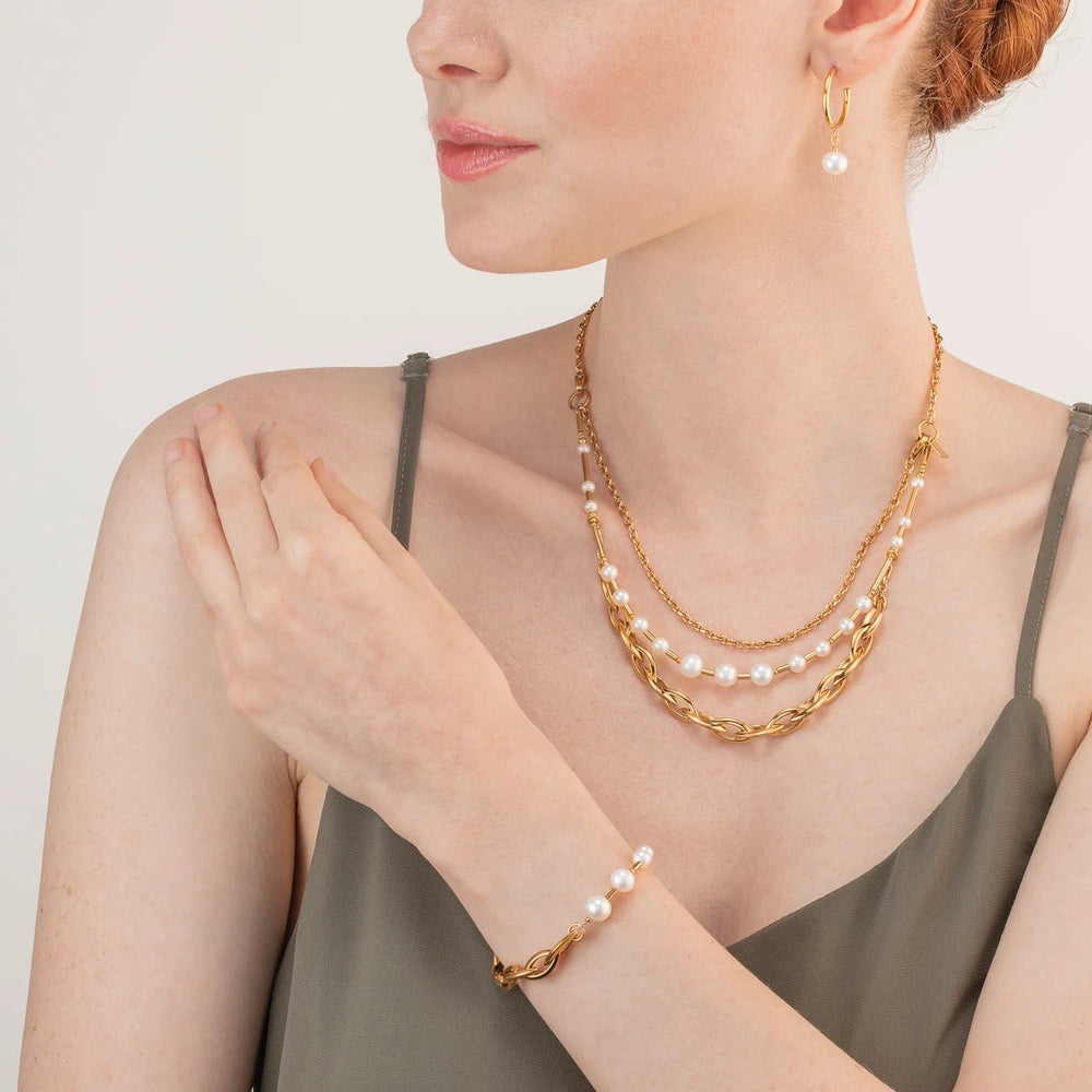 Coeur De Lion Gold Navette Freshwater Pearl Chunky Multiwear Necklace - MococoCoeur De Lion1110/10 - 14164251588324774Necklace