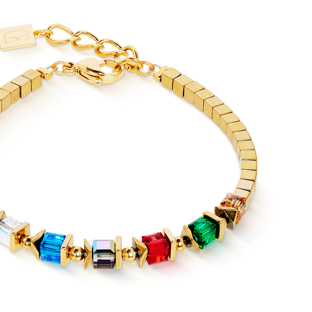 Coeur De Lion Gold Plated Sparkling Cubes Multicolour Fusion Bracelet - MococoCoeur De Lion2100/30-1516Bracelets