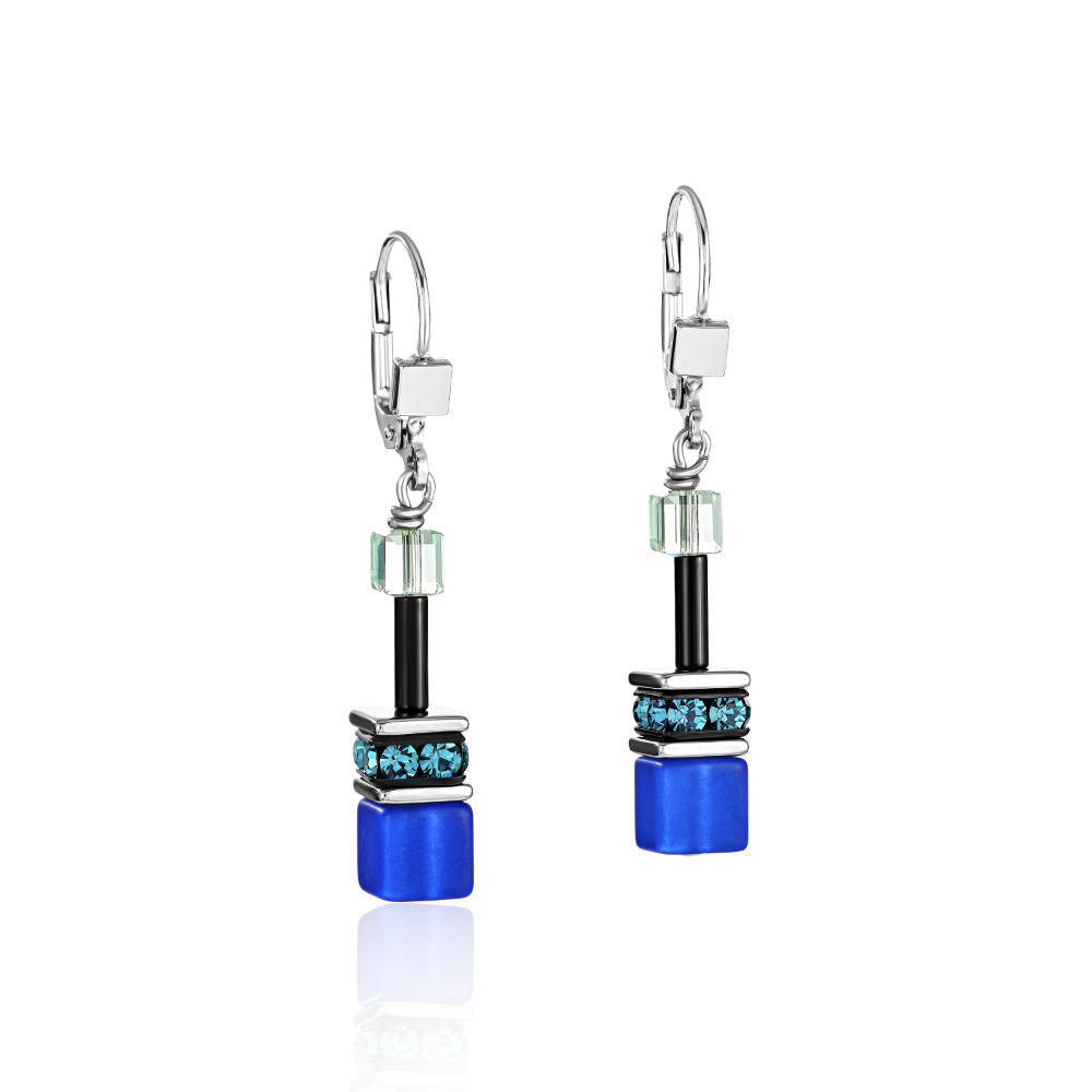 Coeur De Lion Silver, Blue and Green Geocube&reg; Earrings image