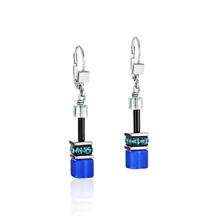 Coeur De Lion Silver, Blue and Green Geocube&reg; Earrings image