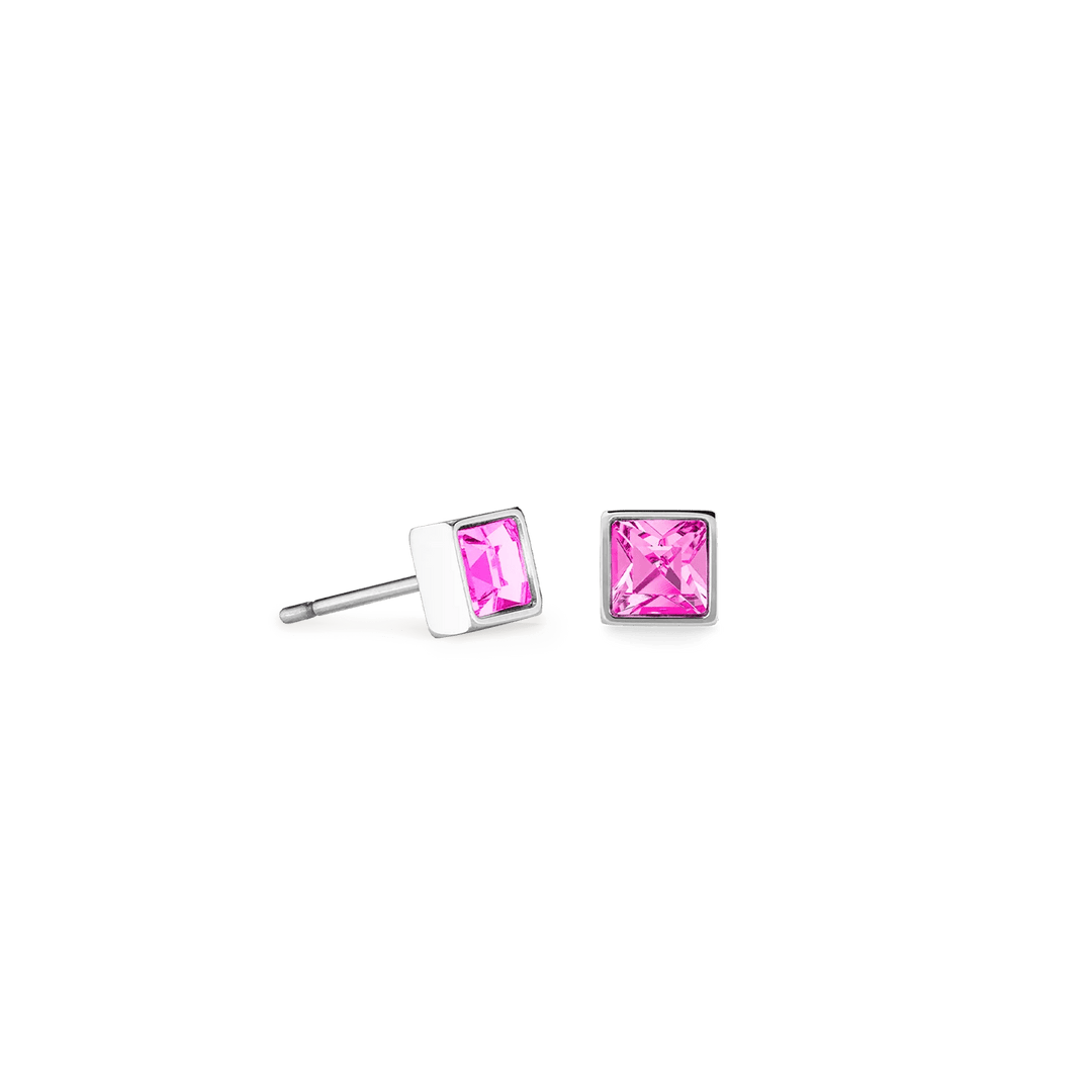 Coeur De Lion Silver Brilliant Square Pink Crystal Stud Earrings - MococoCoeur De Lion0501/21 - 19174251588329779Earrings