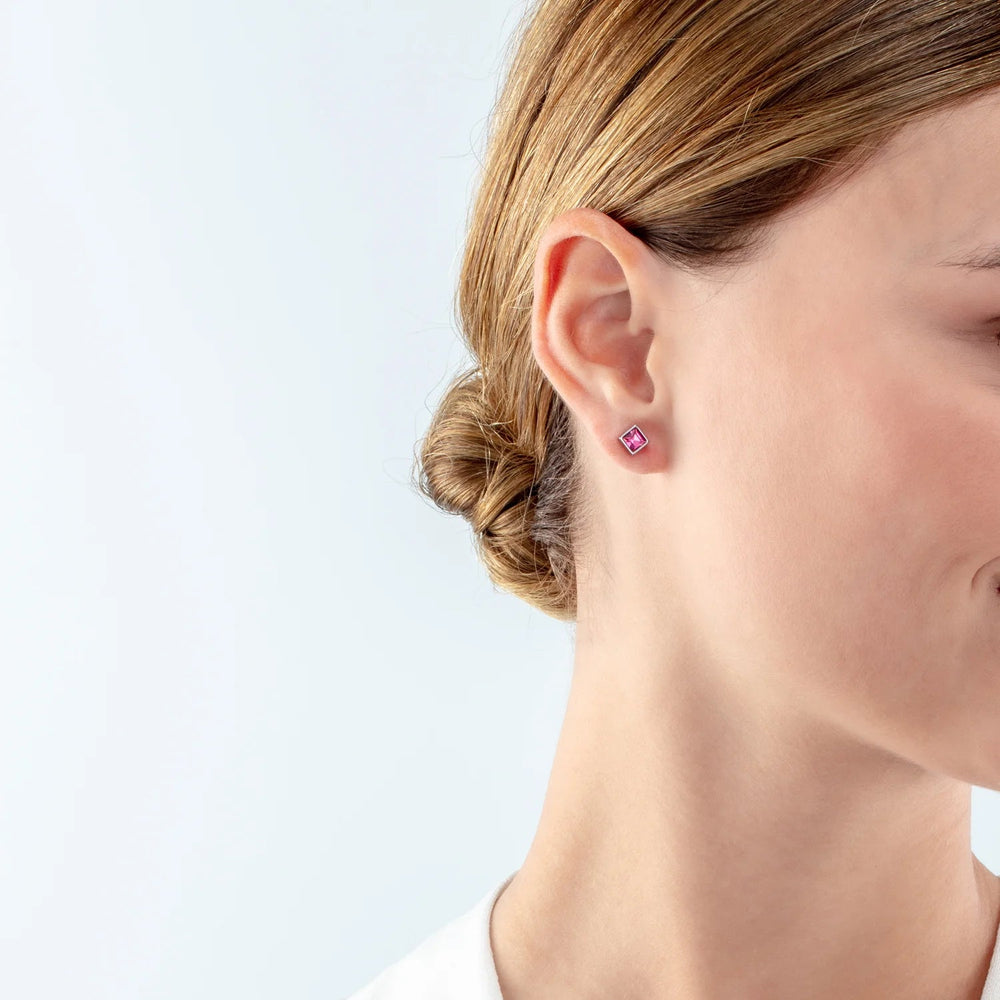 Coeur De Lion Silver Brilliant Square Pink Crystal Stud Earrings - MococoCoeur De Lion0501/21 - 19174251588329779Earrings