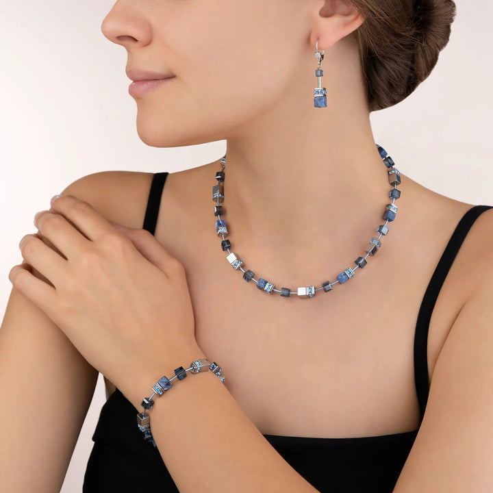 Coeur De Lion Silver GeoCube Sodalite & Haematite Blue Necklace - MococoCoeur De Lion4017/10 - 07004251588307500Necklace