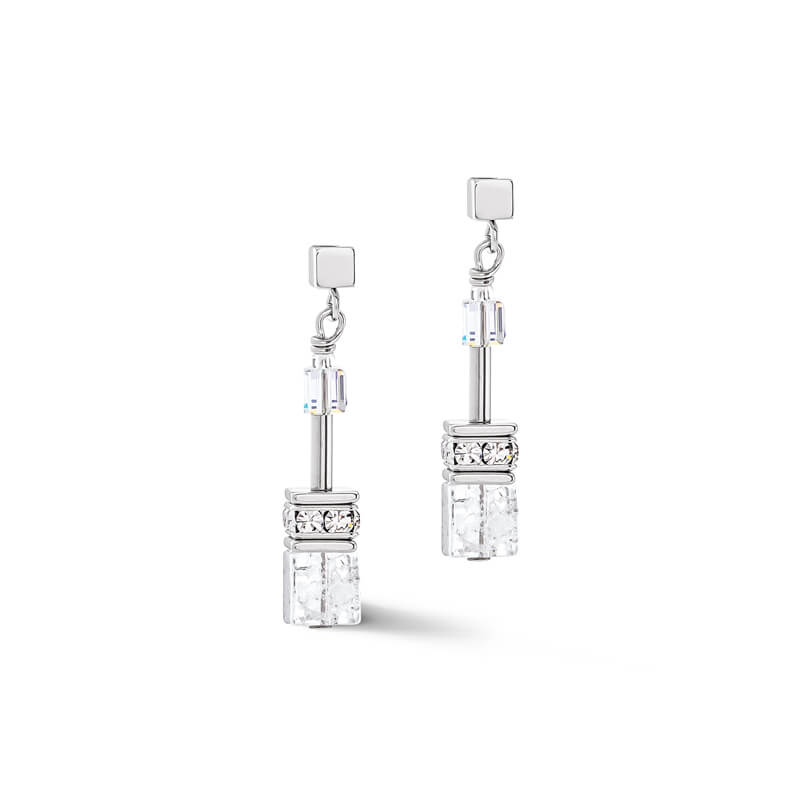 Coeur De Lion Silver Geocube White Earrings - MococoCoeur De Lion3018/21 - 1417Earrings