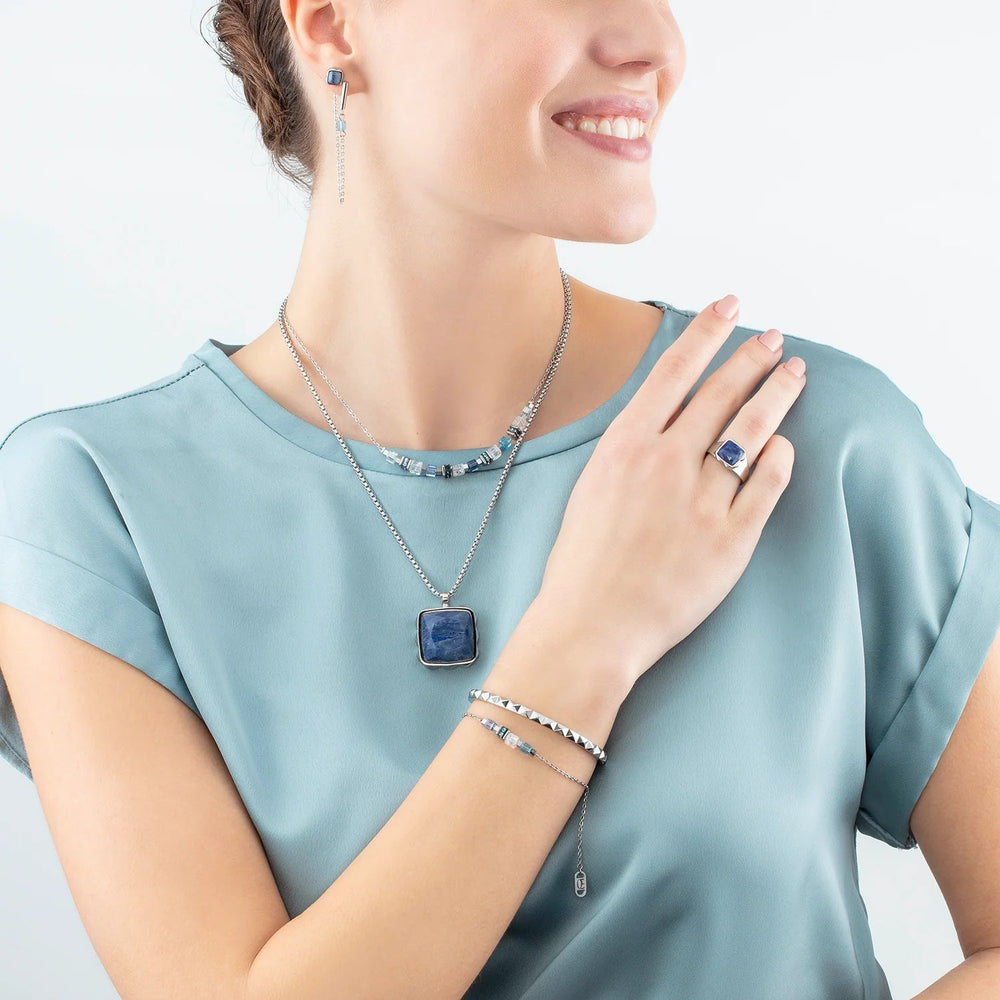 Coeur De Lion Silver Spikes Square Blue Aventurine Earrings - MococoCoeur De Lion1200/21 - 07174251588335725Earrings