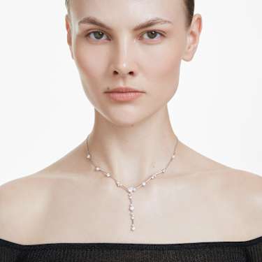 Swarovski Constella Round Cut Y Necklace Rhodium-Plated