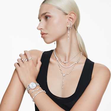 Swarovski Constella Round Cut Y Necklace Rhodium-Plated
