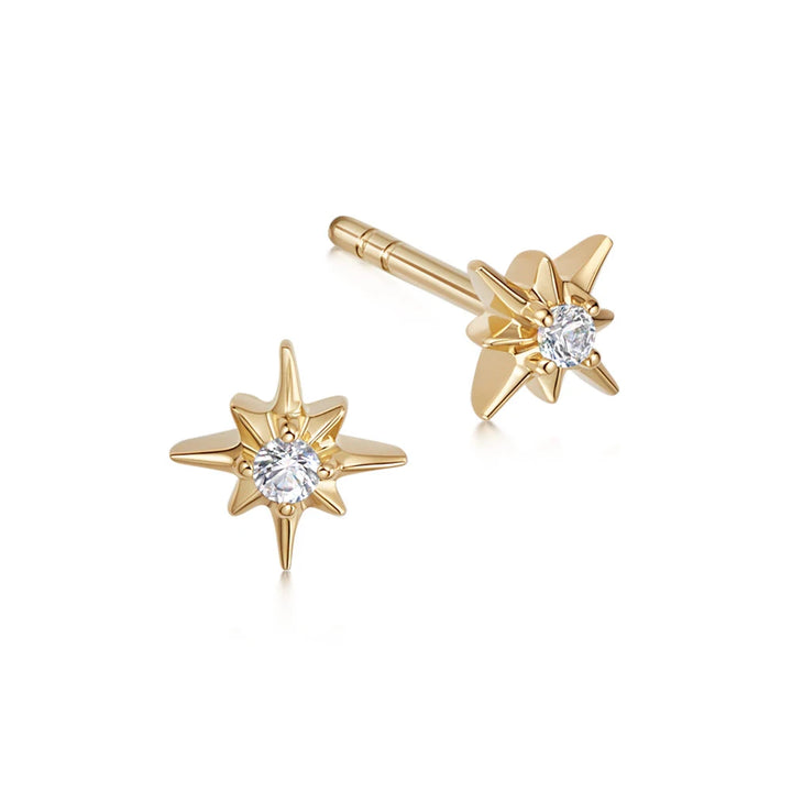 Astley Clarke Polaris Star Stud Earrings - White Sapphire & Sterling Silver/Gold Vermeil