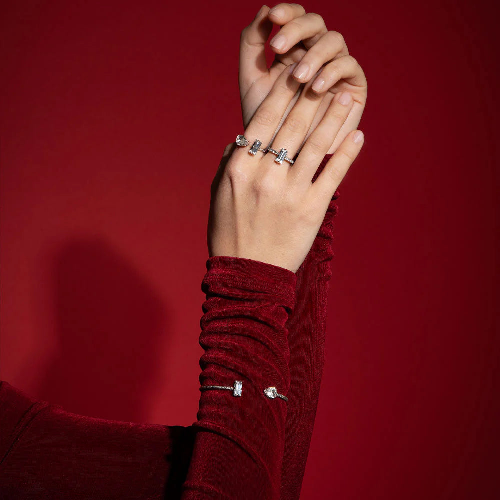 Caroline Svedbom Silver Noelle Crystal Ring