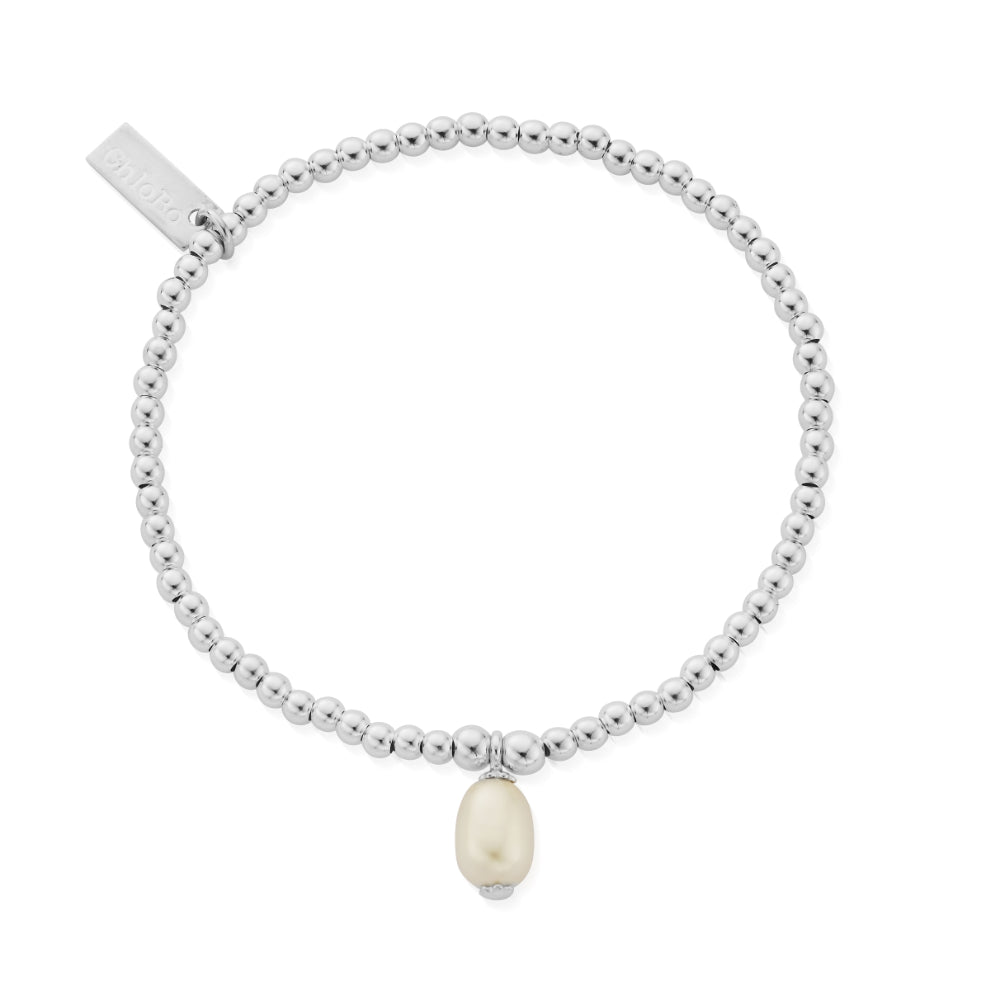 ChloBo Silver Cute Charm Pearl Drop Bracelet Image