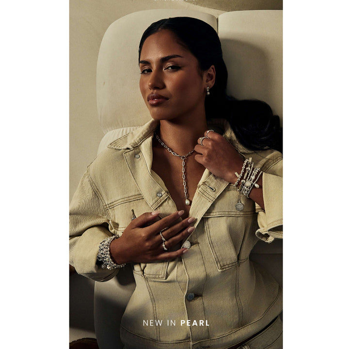 ChloBo Silver Cute Charm Pearl Drop Bracelet