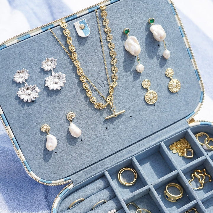 Daisy Blue Stripe Large Jewellery Case - MococoDaisy LondonJC045056104131879Jewellery Case