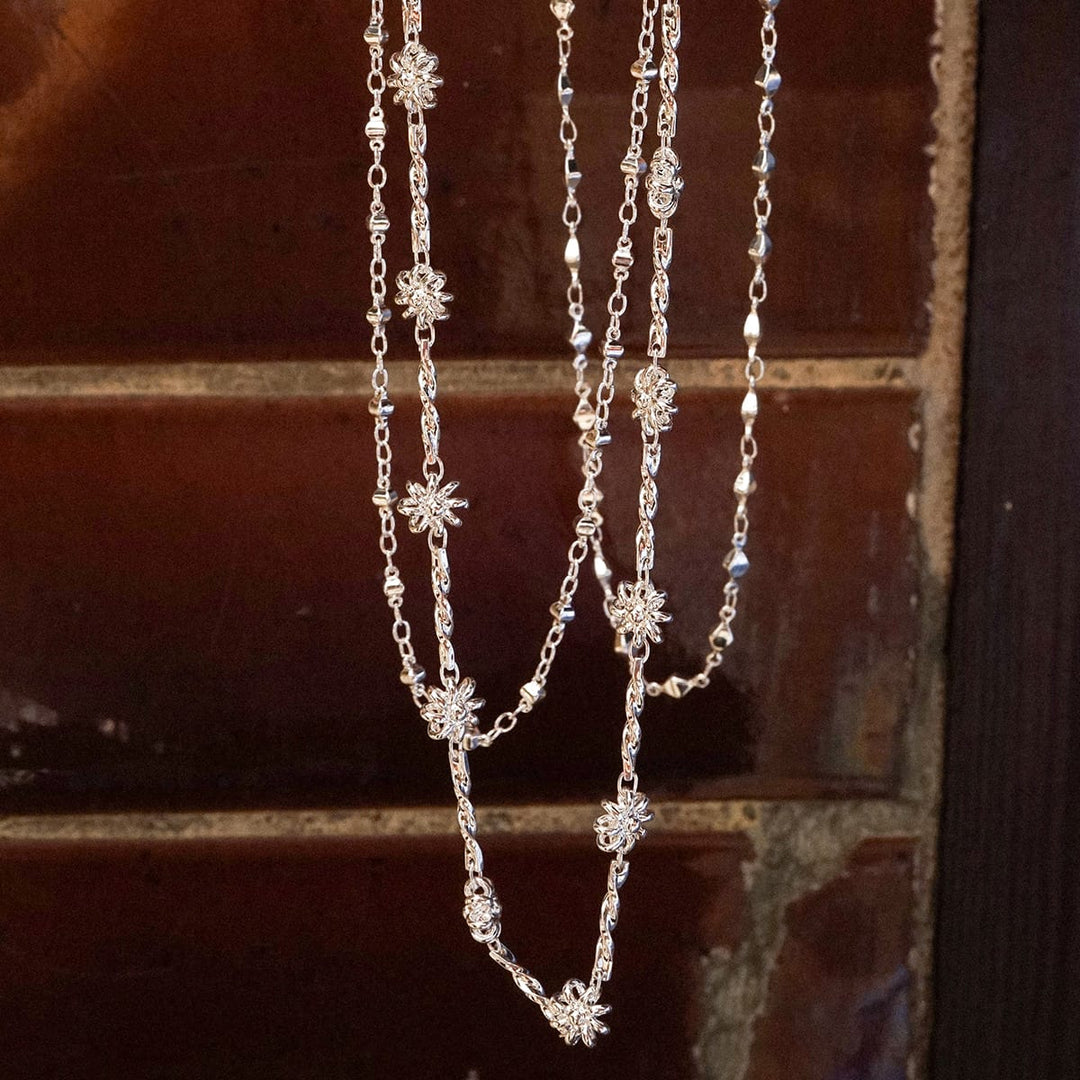 Daisy London Floral Twist Chain Necklace Silver Plate