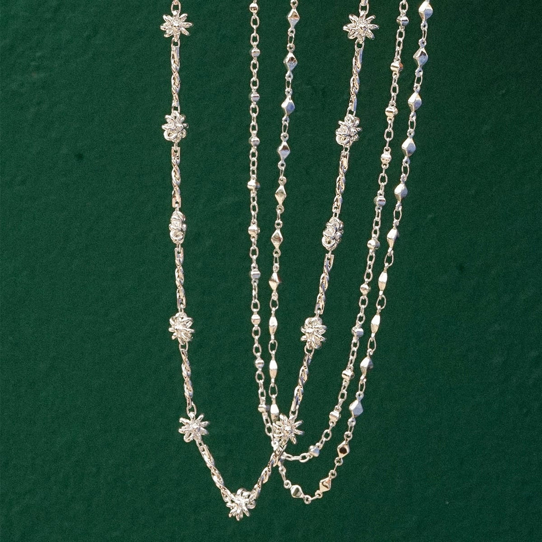Daisy London Floral Twist Chain Necklace Silver Plate