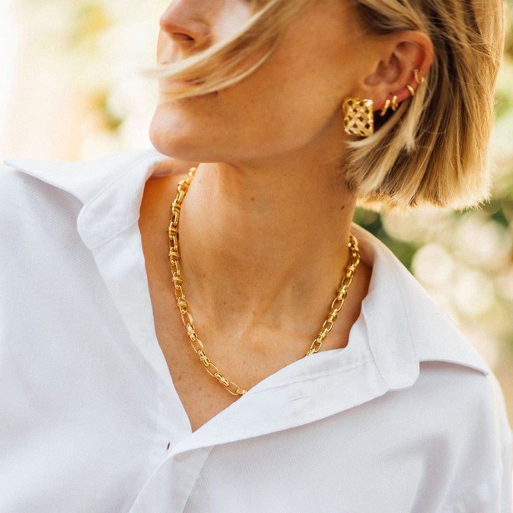 Daisy Chunky Polly Lock Chain Necklace 18ct Gold Plated Brass Statement Jewellery - MococoDaisy LondonSPN10_GPNecklaces