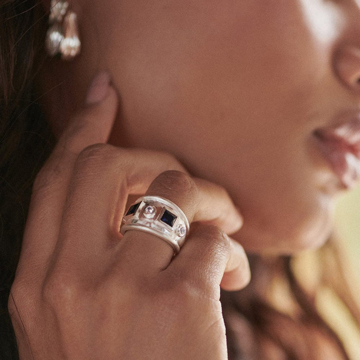 Daisy Chunky Stone Textured Ring - MococoDaisy LondonSSR09_SLV_XS5056104130643Rings