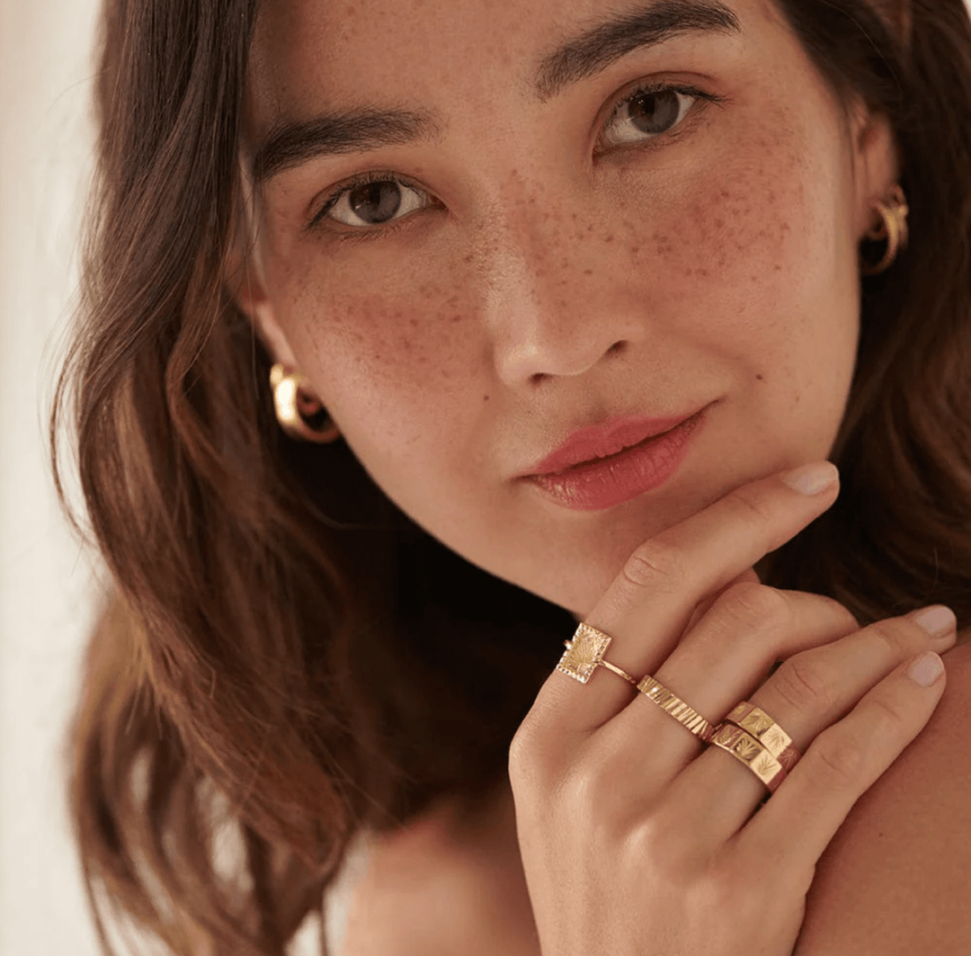 Daisy London 18ct Gold Estee Lalonde Sunburst Chunky Stacking Ring - MococoDaisy LondonELSR10_GP_S5056104123614Rings