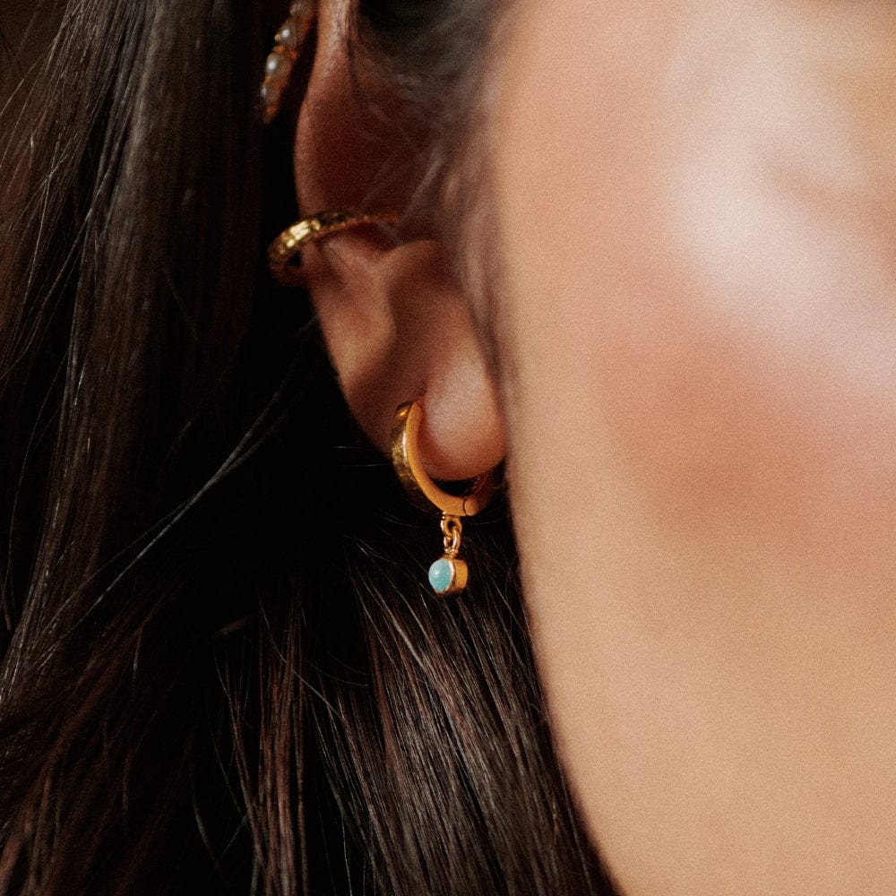 Daisy London 18ct Gold Plate Amazonite Healing Huggie Hoops - MococoDaisy LondonHE3003_GP5056104108918Earrings