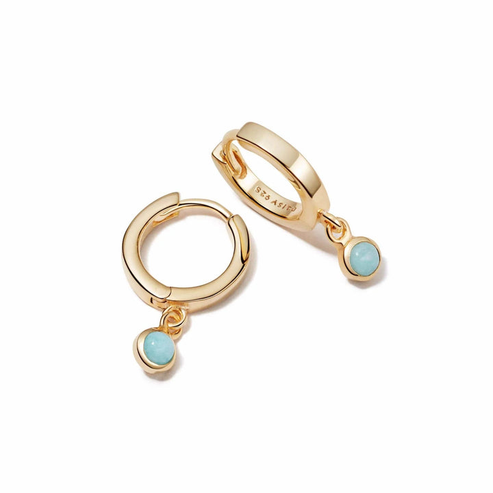 Daisy London 18ct Gold Plate Amazonite Healing Huggie Hoops - MococoDaisy LondonHE3003_GP5056104108918Earrings