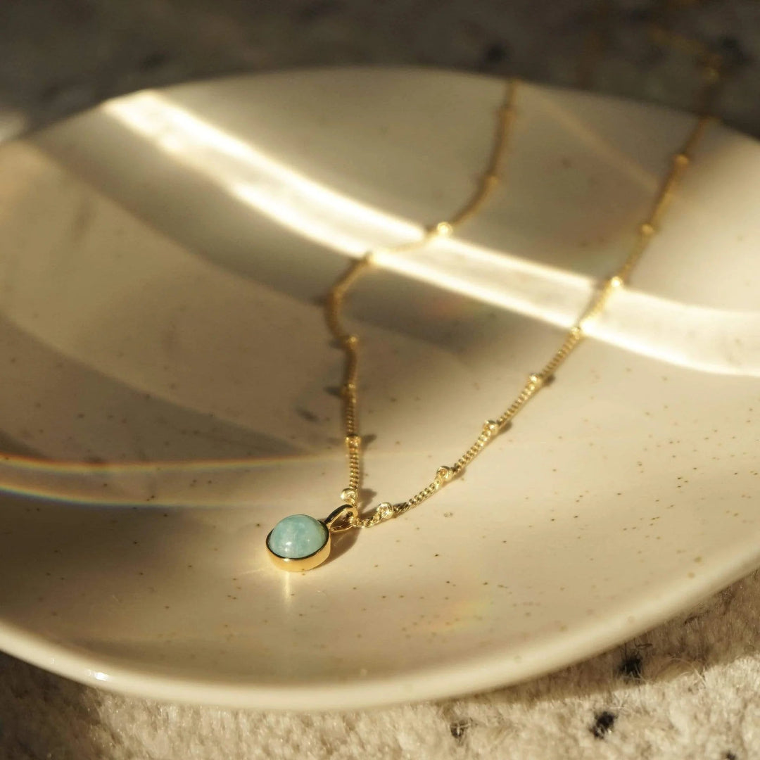 Daisy London 18ct Gold Plate Amazonite Healing Stone Necklace - MococoDaisy LondonHN1003_GP5056104103609Necklaces