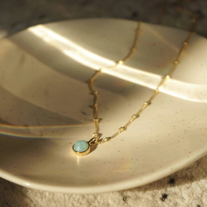 Daisy London 18ct Gold Plate Amazonite Healing Stone Necklace - MococoDaisy LondonHN1003_GP5056104103609Necklaces