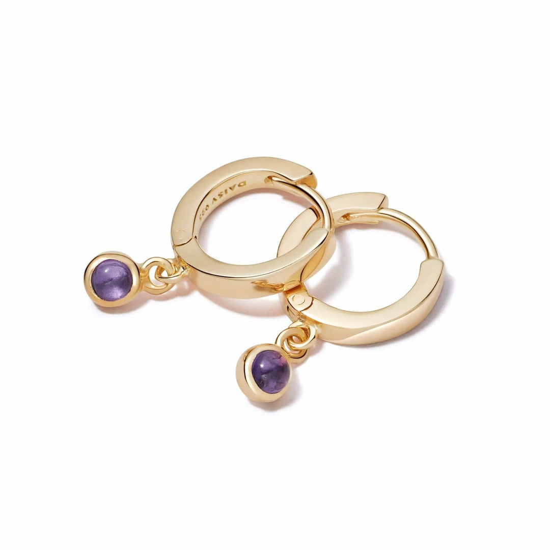 Daisy London 18ct Gold Plate Amethyst Healing Huggie Hoops - MococoDaisy LondonHE3002_GP5056104108895Earrings